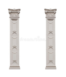 美丽的柱子隔离在白色的背景上