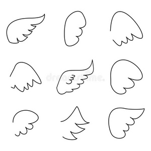 羽毛 天使 绘画 航班 收集 艺术 自由 插图 签名 涂鸦