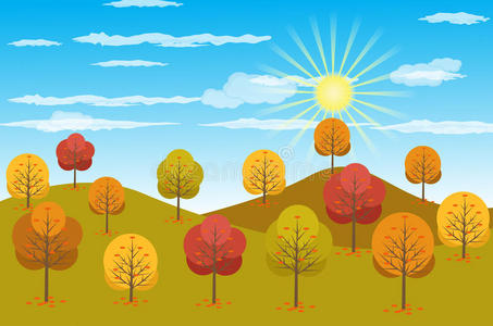 秋季景观背景矢量图