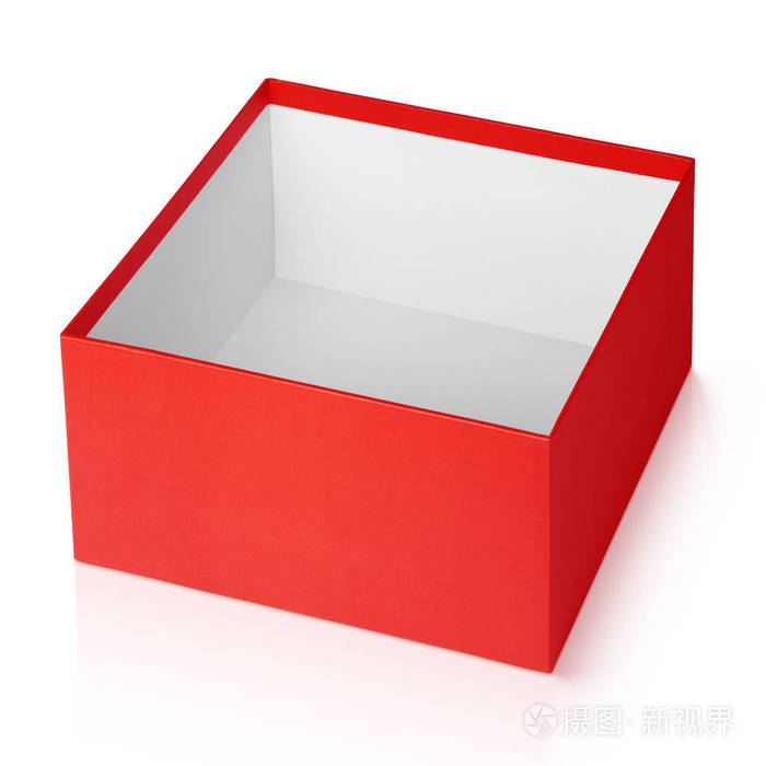 打开空红色正方形框上白色孤立