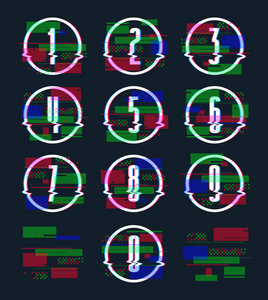 装饰数字与故障畸变效应图片