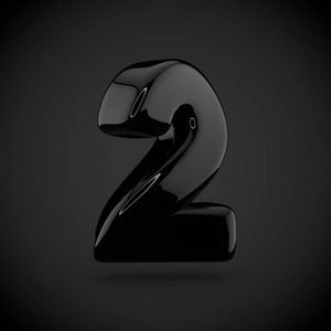 有光泽的黑色数字 2插画