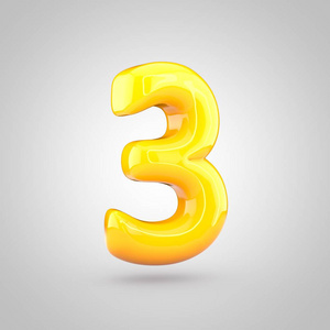 有光泽的黄色数字 3照片