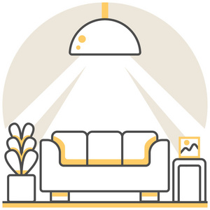 客厅里-信息图表图标元素从室内设计组插画