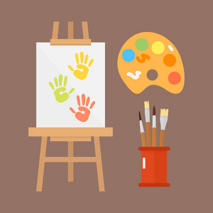 美术学校巨星不寻常玩具主题孩子创造力创造符号海报网络电影矢量图