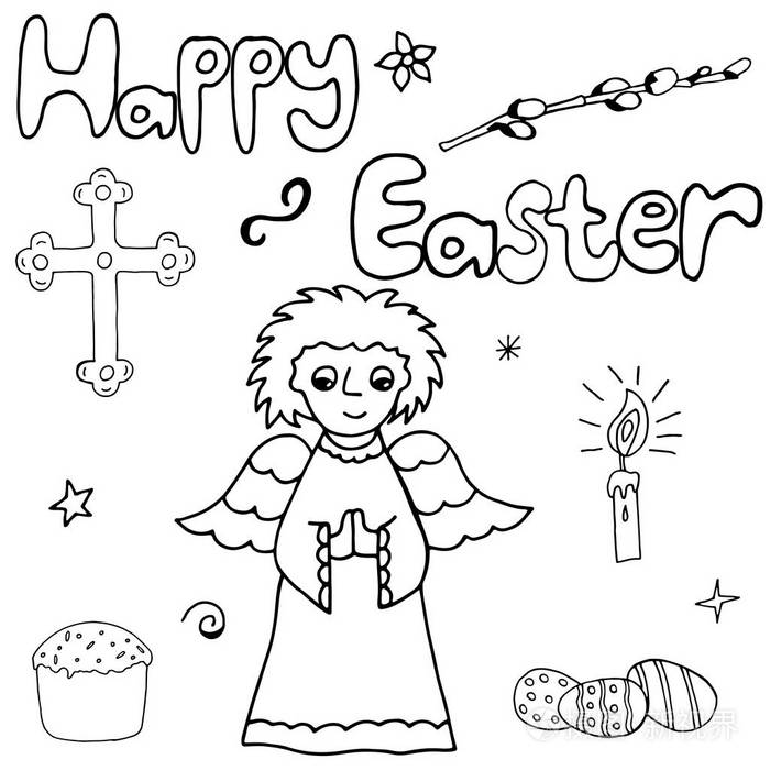 复活节快乐手绘横幅插画-正版商用图片1rqv8k-摄图新视界