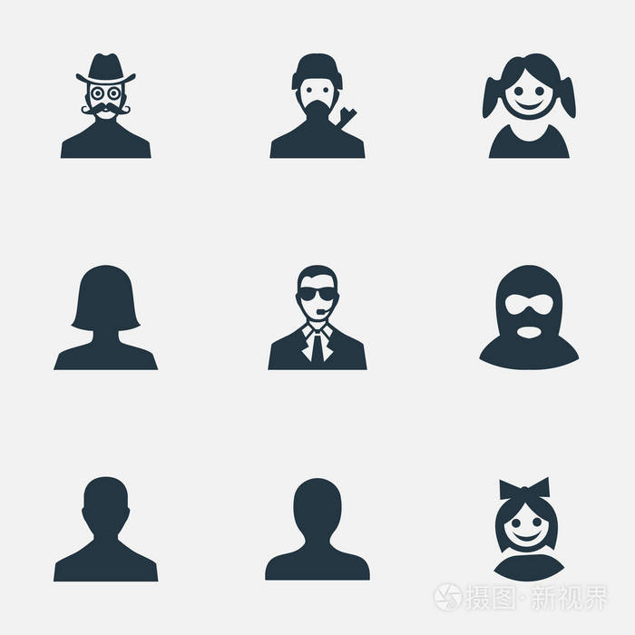 矢量图组的简单头像图标.