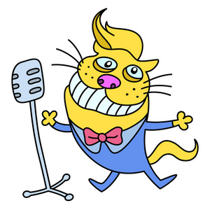 有趣的猫唱一首歌矢量图