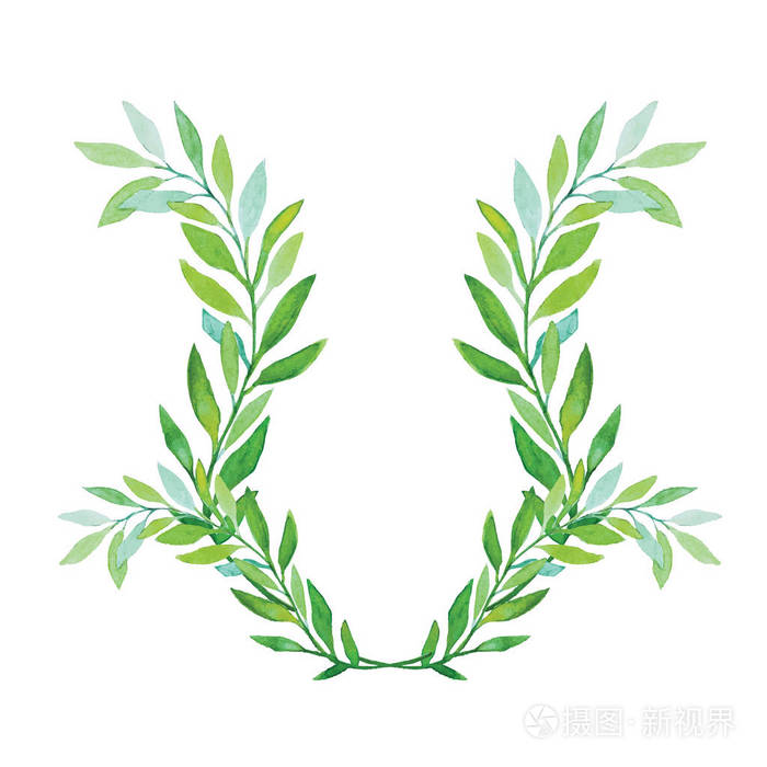 白色背景上孤立的水彩桂冠