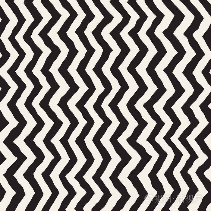 无缝的波浪手绘制的条纹图案重复的矢量纹理