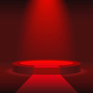 颁奖背景红色圆形舞台登上领奖台,场景,展示红色背景上颁奖典礼照片