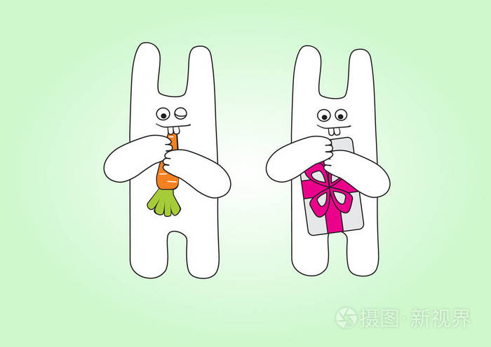 搞笑兔用胡萝卜和礼品
