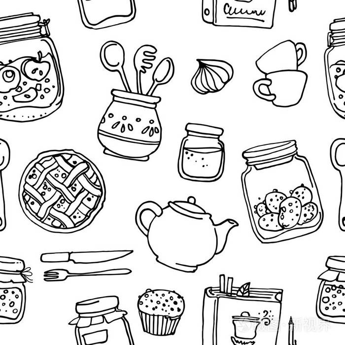 手绘的家居生活用品模式插画-正版商用图片1rrbgj-摄图新视界