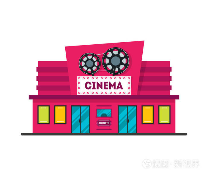 卡通电影院建设.矢量插画-正版商用图片1rrgqi-摄图新视界
