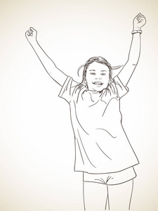 图片-快乐地跳起来的女孩素材-快乐地跳起来的女孩插画-摄图新视界