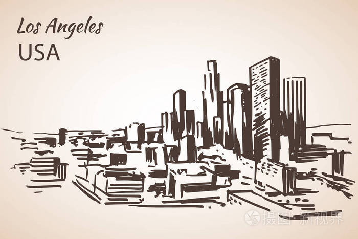 洛杉矶城市景观素描