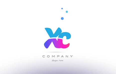 xc x c 粉色蓝色白色现代字母表字母标志图标模板照片