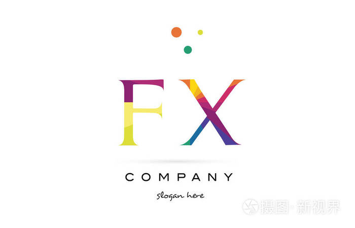 fx f x 创意彩虹颜色字母表字母标志图标