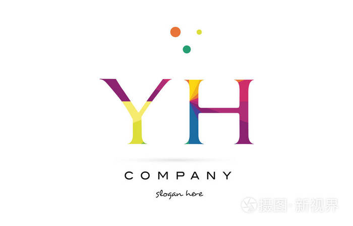 yhyh创意彩虹颜色字母表字母标志图标