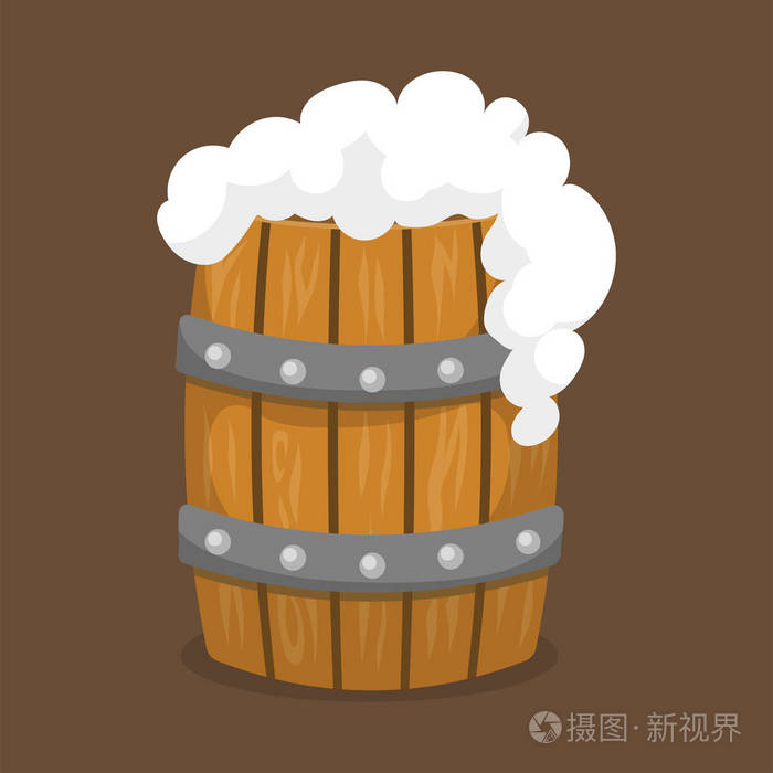 白色泡沫插图茶点啤酒与黑暗饮料工艺饮料酒精啤酒矢量桶插画-正版