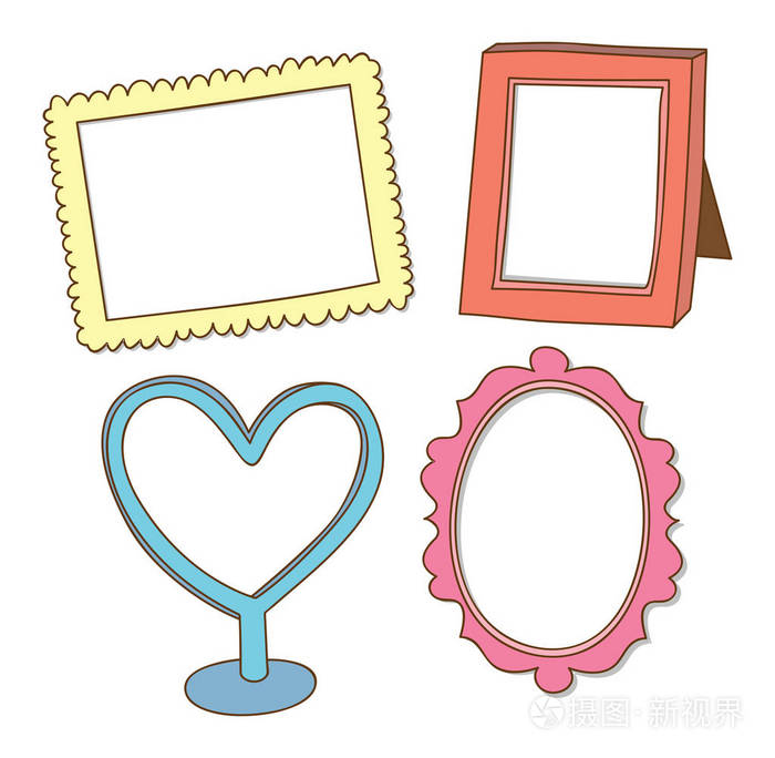 孤立的可爱框架涂鸦一套