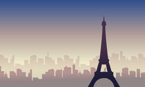 法国城市风光的剪影图片