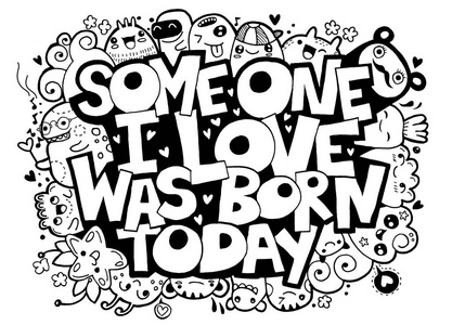 快乐的生日贺卡.您设计的的怪物涂鸦照片