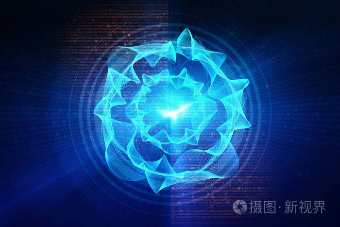 圆形的蓝色发光波科学幻想小说或游戏背景