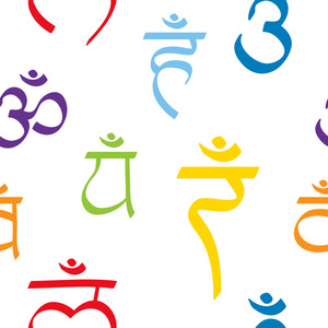 无缝模式的标志和名称在梵语中的脉轮照片