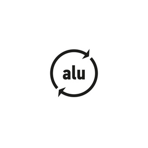 白色背景上的可循环使用的铝符号照片