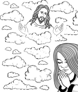 耶稣祈祷图片-耶稣祈祷素材-耶稣祈祷插画-摄图新视界