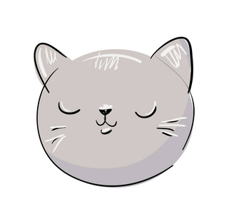 闭着眼睛的可爱猫咪卡通怪兽无缝模式, 手绘涂鸦向量例证.