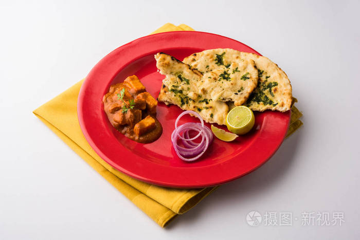 芝士黄油咖喱或奶酪小屋咖喱，印度受欢迎午餐晚餐菜单在婚礼或当事方，选择性焦点