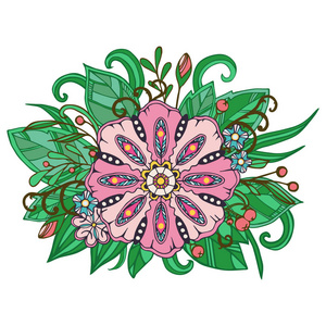 花朵和叶子涂鸦元素照片