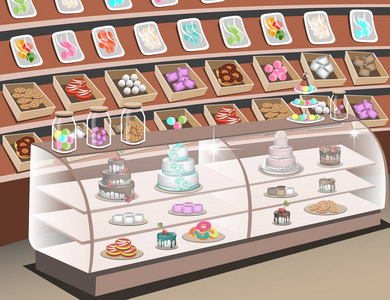 糖果货架货架上摆满糖果商店照片