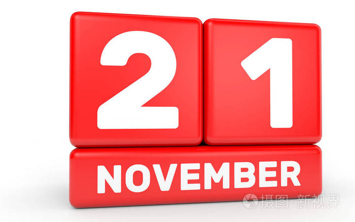 11月21日白色背景上的日历