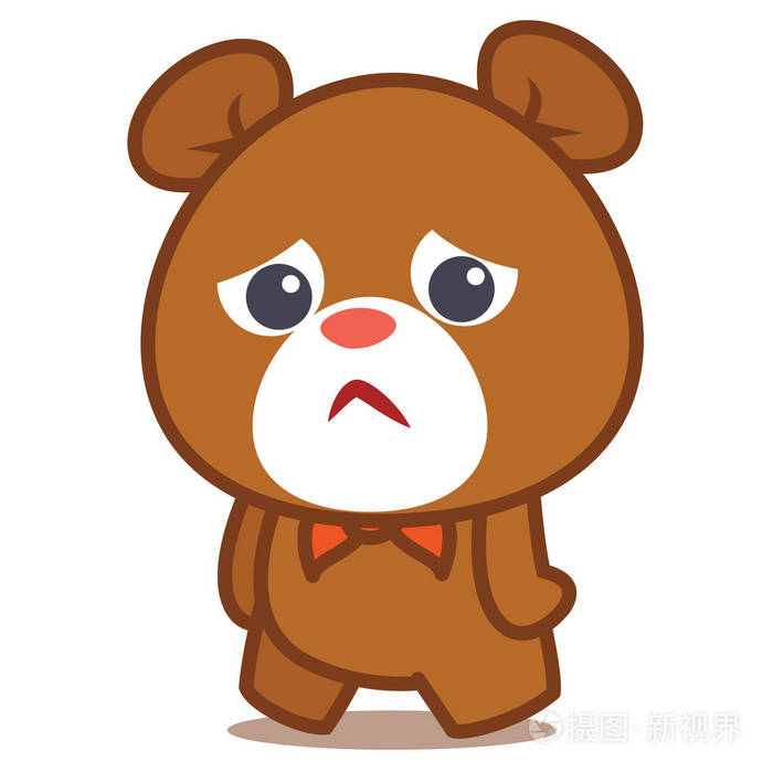 悲伤的熊字符矢量图