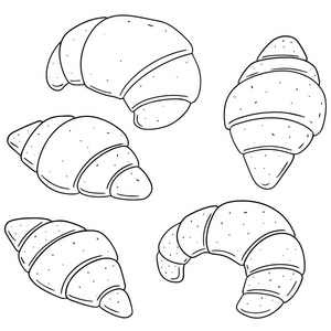 向量集的牛角面包插画