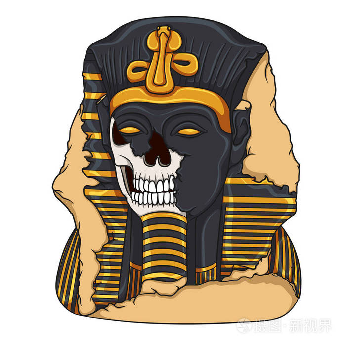 头骨的古代法老雕像插画-正版商用图片1rugm3-摄图新视界