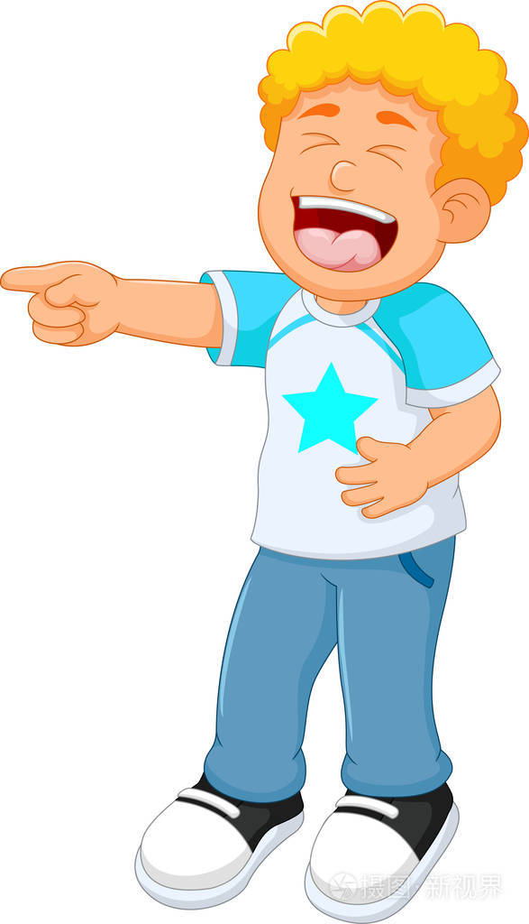 卡通儿童黄色头发笑