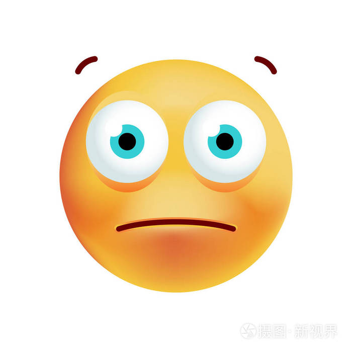 可爱的困惑的表情,白色背景上.孤立的矢量图