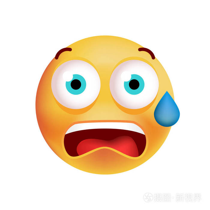 白色背景上的可爱害怕的图释孤立的矢量图