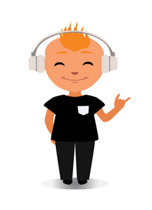 卡通大笑快乐,微笑和大笑的卡通人物化身在平面向量照片