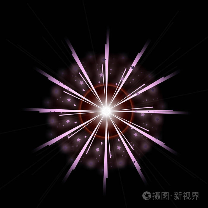 明亮的星爆光效果与闪闪发光发光火花星云光晕和眩光