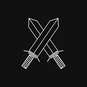 交叉的剑.向量线性图标插画