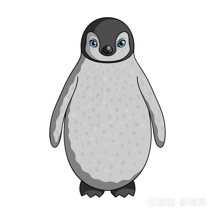 Penguin.Animals 的卡通风格矢量符号股票图 web 的单个图标