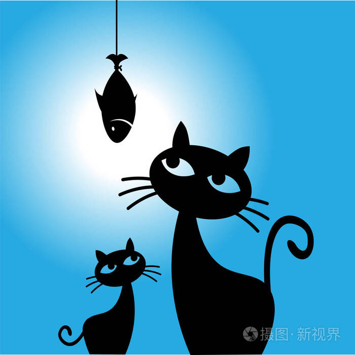 猫想吃鱼矢量图