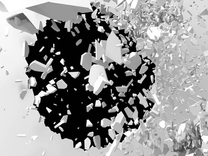 破碎和裂孔白墙