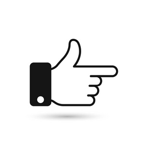 点的手指方向黑色图标.男人的手手势象形图.矢量插图平面样式设计.