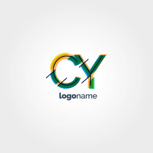 c y 会标花线艺术花信公司标志图标初始字母 cy 徽标模板设计cy创意
